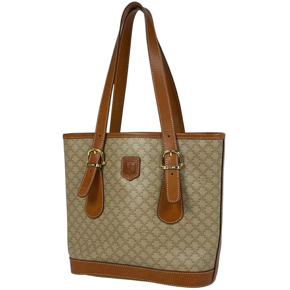 Celine Macadam tote bag bucket handbag all over logo canvas beige